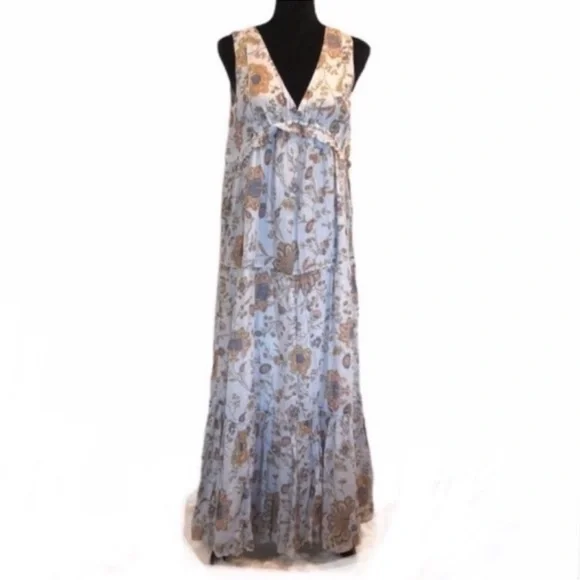 Rachel Zoe NWT floral v neck sleeveless cotton maxi dress cottagecore size small - Picture 2 of 12
